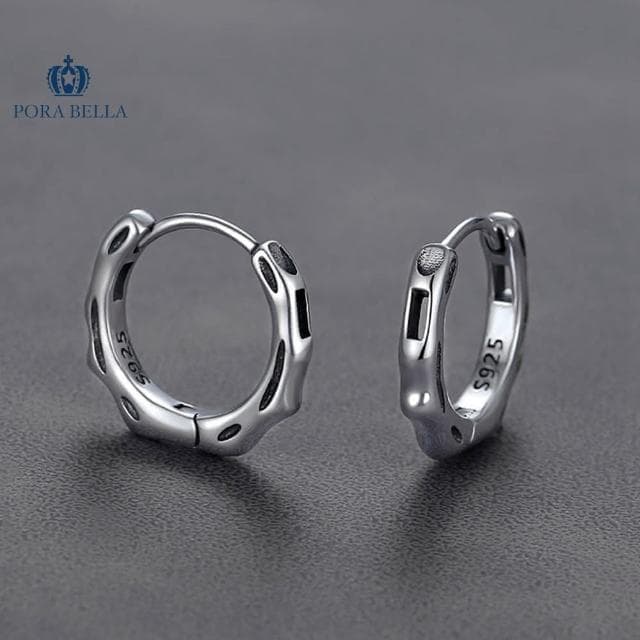 【Porabella】S925純銀中性風圈圈耳扣 純銀網紅耳環 泰銀耳扣 復古潮流 個性耳環 生日禮物 Earring