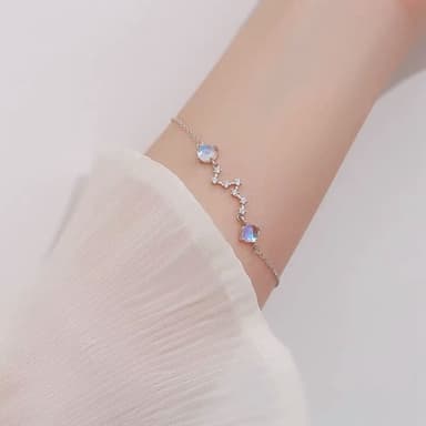 【Porabella】Porabella 925純銀宇宙星座星月光石手鍊 招財開運手環 韓版ins簡約森系禮物 銀飾 Bracelet