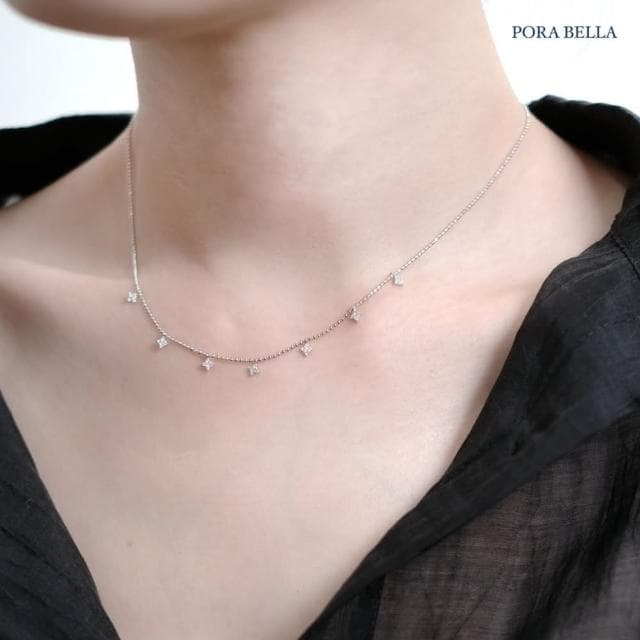 【Porabella】S925純銀四芒星項鍊 鋯石鎖骨鏈 小眾設計款ins風 情人節禮物 生日禮物 Necklace