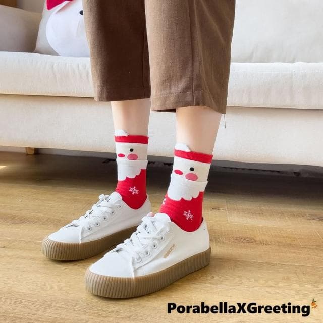 【Porabella】聖誕交換禮物  中筒襪 雪人薑餅人 麋鹿雪人雪花 聖誕節必買 精美包裝 盒裝聖誕中筒襪