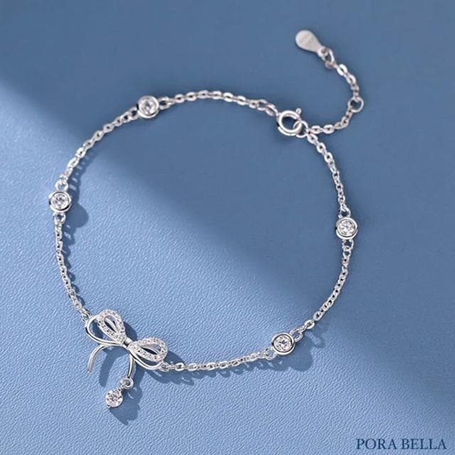 【Porabella】S999純銀靈動蝴蝶結手鍊 蝶夢鏈墜手鍊 輕奢百搭 閨蜜情侶生日禮物 純銀手鍊 Bracelet