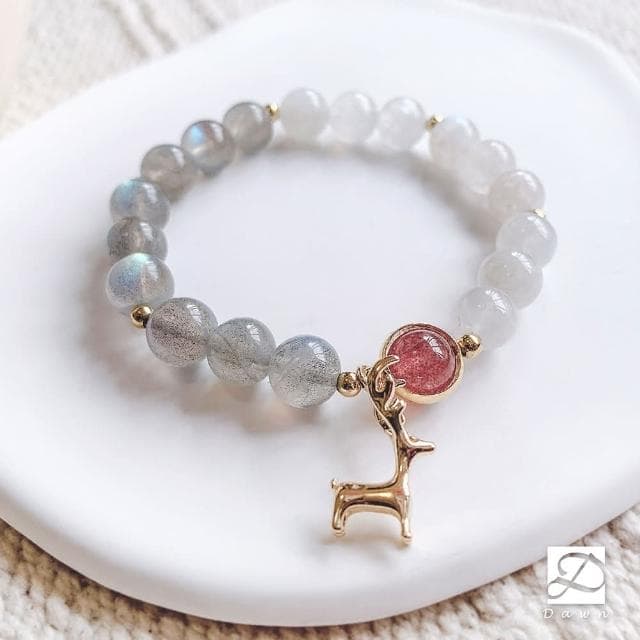 【Dawn Fashion 彤恩時尚】愛 就這麼簡單//愛情水晶手鍊//拉長石 月光石 草莓晶/生日禮物/父親節禮物