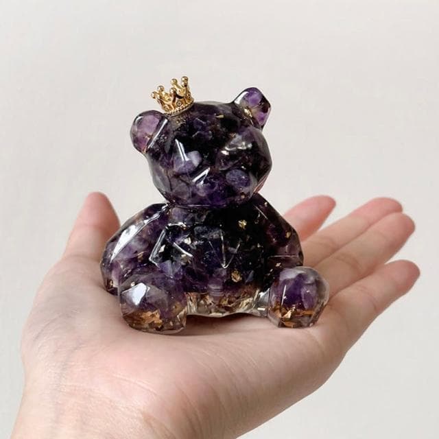 【Dawn Fashion 彤恩時尚】天然水晶 招財 M號大幾何熊 // 原礦碎石 手作水晶擺件/父親節禮物