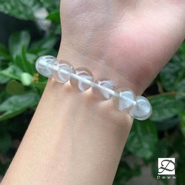 【Dawn Fashion 彤恩時尚】白幽靈 金字塔 異象白水晶// 療癒 水晶手鍊/生日禮物/父親節禮物