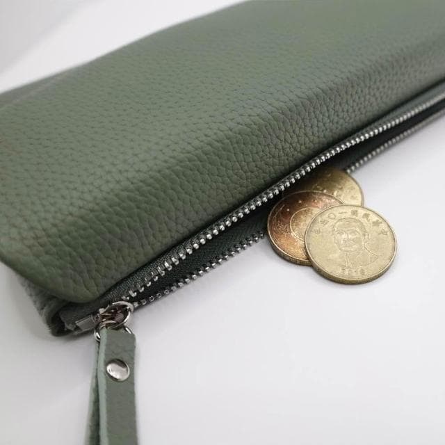 柔軟皮革線紋掀蓋長夾 隱形磁扣 多卡位錢包 女用皮夾 多功能長夾 119736