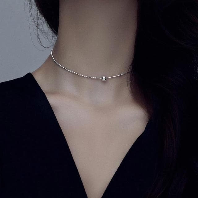 【LEESA】925純銀項鍊\串珠項鍊\女項鍊\正生純銀\學生項鍊\正韓純銀項鍊\女生飾品\女孩生日禮物