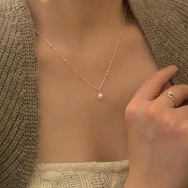 【LEESA】珍珠項鍊\純銀項鍊\可愛項鍊\簡約項鍊\法式項鍊\日系項鍊\氣質項鍊\閨蜜項鍊\情人節禮物
