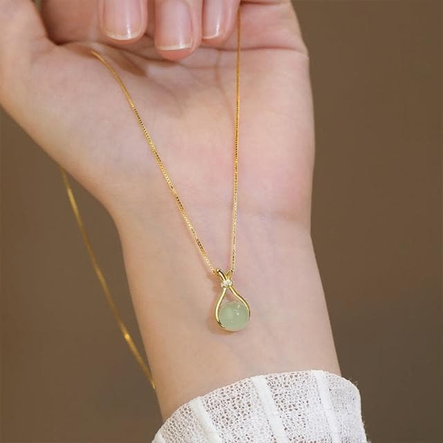 【LEESA】和闐玉\女生項鍊\細項鍊\葫蘆項鍊\金色項鍊\生日禮物\純銀項鍊\項鍊\鋯石項鍊\開運項鍊