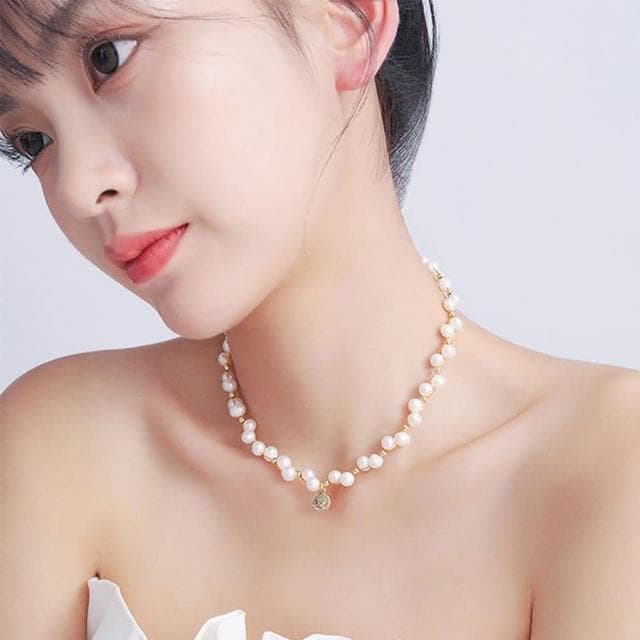 【LEESA】珍珠項鍊\金幣項鍊\小香項鍊\韓國項鍊\項鍊女\純銀項鍊\珍珠頸鏈\小眾項鍊\法式項鍊\生日禮物