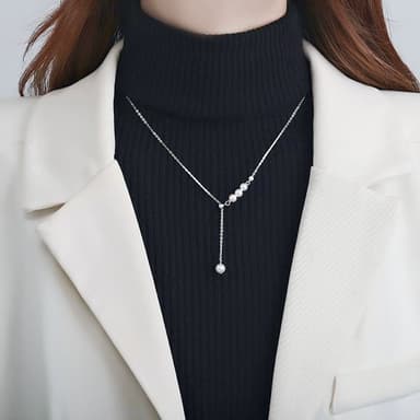 【LEESA】s999純銀項鍊\女生項鍊\高級感珍珠項鍊\小眾長款鎖骨鏈\婚禮項鍊\串珠項鍊\浪漫禮物\情人節禮物