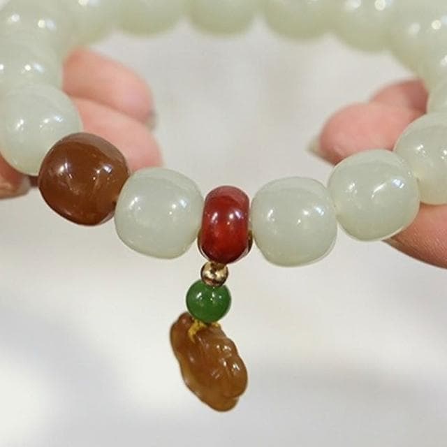 【LEESA】和田玉手鍊\串珠手環\蘋果珠桶珠\平安手鍊\避邪手鍊\粗手環\玉手鍊\送長輩\送女生\生日禮物