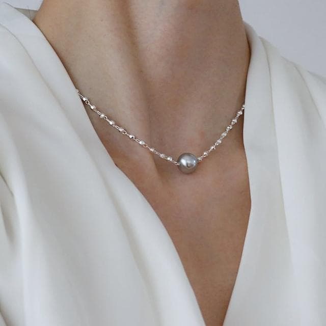 【LEESA】珍珠項鍊\女飾品\女生項鍊\銀項鍊\閨蜜項鍊\18k金項鍊\韓國項鍊\鎖骨項鍊\女生禮物\送禮\交換禮物