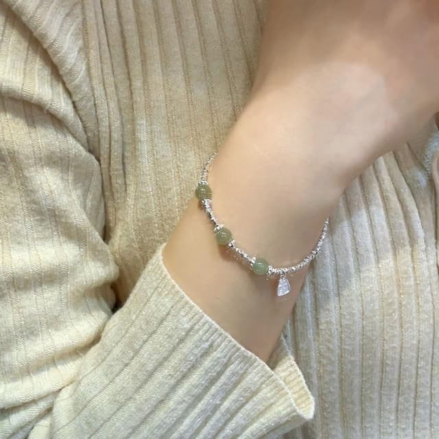 【LEESA】純銀手鍊\銀飾\納福\碎銀手鍊\女手鍊\本命年\細手鍊\精緻感\仿和田玉手鍊\手飾\送女生\生日禮物