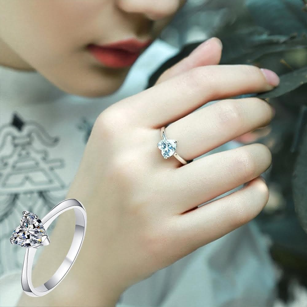 【LEESA】鋯石戒指\指環\純銀戒指\愛心戒指\高級感\歐美戒指\銀戒\銀飾\閨蜜戒指\送長輩\送女生\小禮物\生日禮物