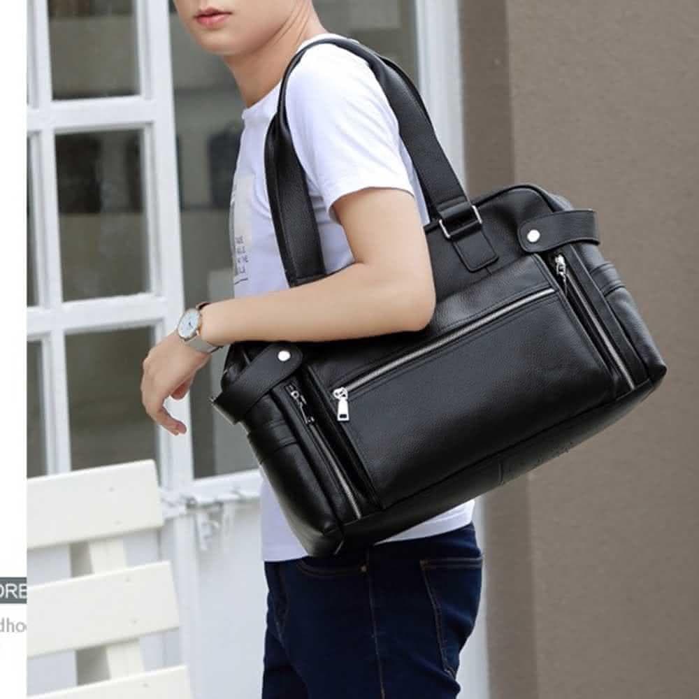 【LEESA】牛皮手提袋\質感包包\大容量包包\手提包行李袋\出差行李袋\真皮男包\休閒旅行包\送男生\生日禮物