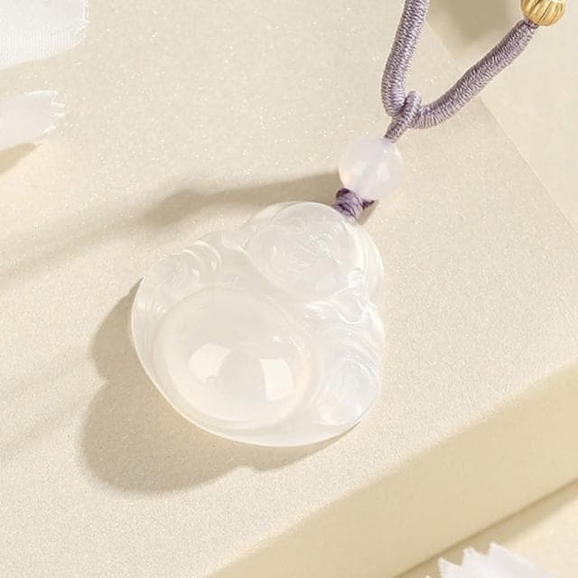 【LEESA】彌勒佛項鍊\玉墜\手工編織\紫色項鍊\項鍊\新中式\白玉髓項鍊\高級感\可調節\保平安\禮物
