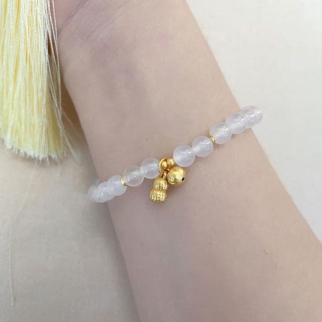 【LEESA】白瑪瑙手串\純銀手鍊\招財手鍊\花生吊飾\新中式\小眾設計\轉運手鏈\生日禮物\手環\手串\手鍊