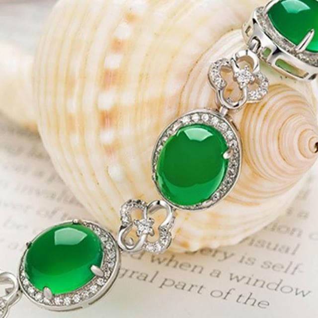 【LEESA】四葉草手鏈\綠玉髓手鍊\純銀手鍊\玉手鐲\招財手鍊\保平安\手環\玉手鍊\氣質手鍊\長輩禮物