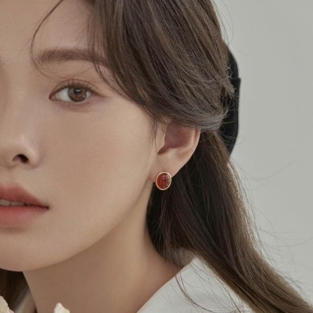 【LEESA】中式耳環\耳飾\小眾設計\925\純銀耳環\耳針\飾品\情人節禮物\紅瑪瑙\耳釘個性耳環\簡約ins風\耳環女