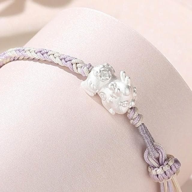 【LEESA】水晶手鍊\飾品\999純銀\閨蜜手鍊\手工編織\手鍊手環\招財手鍊\貔貅\招財納福\保平安\流蘇\生日禮物