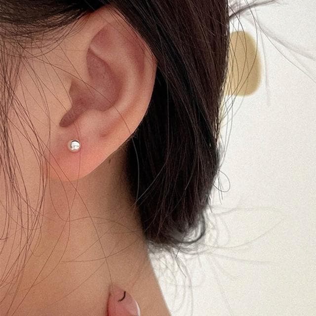 【LEESA】耳環\耳針\s925\純銀耳環\情人節禮物\圓耳環\飾品\抗過敏耳環\養耳針\小圓球\豆豆\耳飾\銀針\銀色耳環\