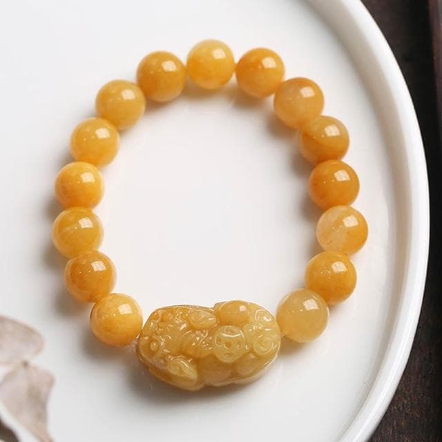 【LEESA】金絲玉\貔貅\貔貅手鍊\黃玉貔貅\玉石\玉器\玉墜\招財\玉手鍊\本命年\飾品\手鍊\手串\禮物\男生手鍊\避邪