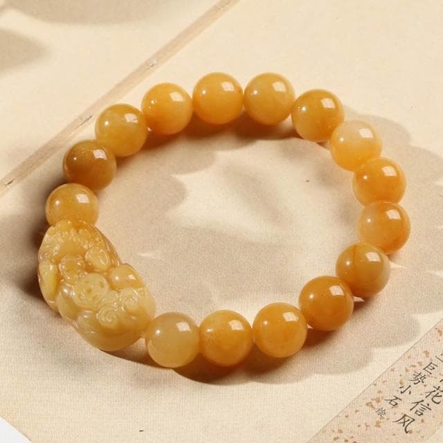 【LEESA】金絲玉\貔貅\貔貅手鍊\黃玉貔貅\玉石\玉器\玉墜\招財\玉手鍊\本命年\飾品\手鍊\手串\禮物\男生手鍊\避邪