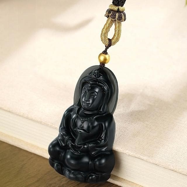 【LEESA】足金999\編繩項鍊\首飾\保平安\雕刻\護身符\飾品\項鍊\男生項鍊\和田玉\玉石\觀音像\佛像\吊墜\玉珮