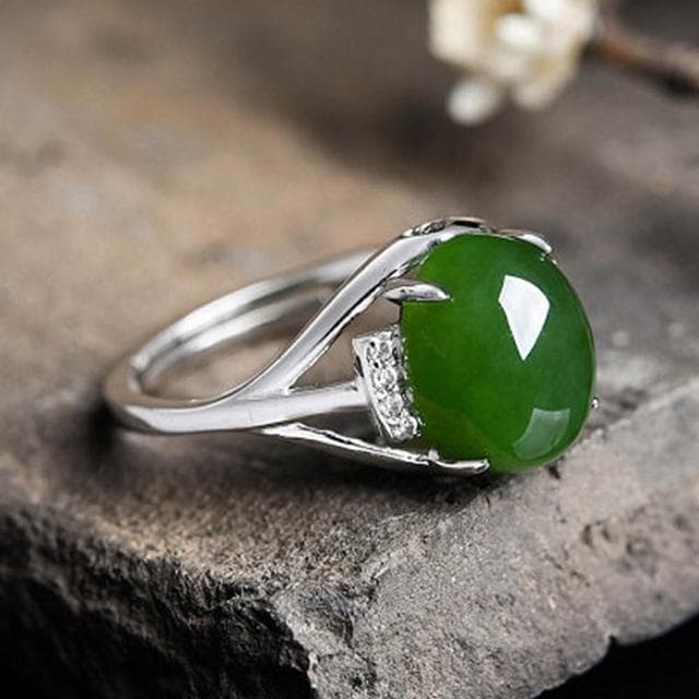 【LEESA】鋯石戒指\和田玉\碧玉戒指\新中式\古風\高級感\開口可調節\女戒\送長輩\飾品\戒指\女生戒指\純銀戒指\禮物