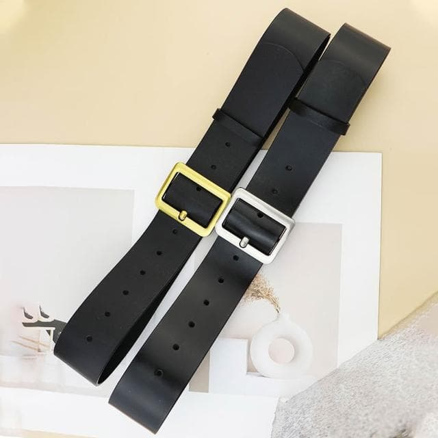【LEESA】牛皮腰帶\女腰帶\寬腰帶\方頭腰帶\黑色腰帶\金扣腰帶\真皮腰帶\腰封\皮帶\腰帶\女生皮帶\真皮皮帶\生日禮物