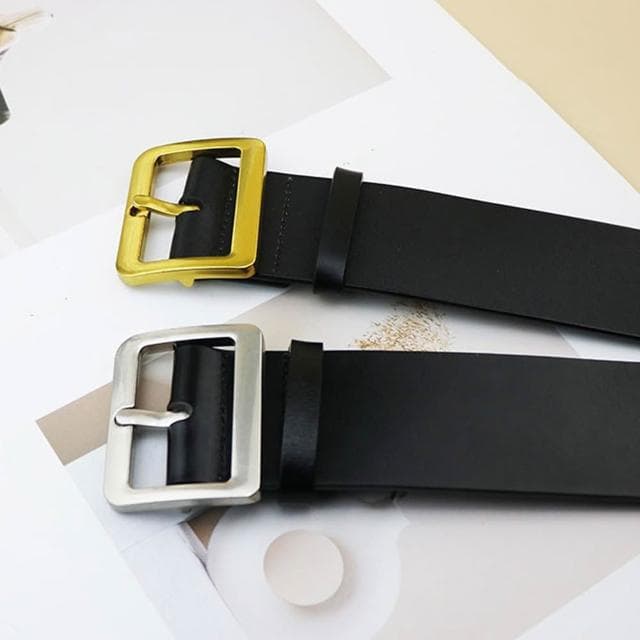 【LEESA】牛皮腰帶\女腰帶\寬腰帶\方頭腰帶\黑色腰帶\金扣腰帶\真皮腰帶\腰封\皮帶\腰帶\女生皮帶\真皮皮帶\生日禮物