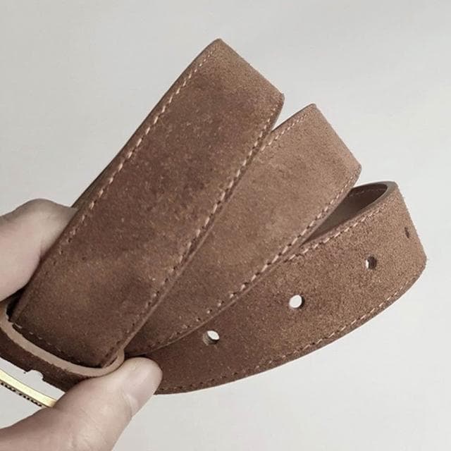 【LEESA】真皮皮帶\牛皮腰帶\女生腰帶\奶茶色\黑色皮帶\方頭皮帶\磨砂真皮腰帶\復古皮帶\皮帶\腰帶\細腰帶\生日禮物