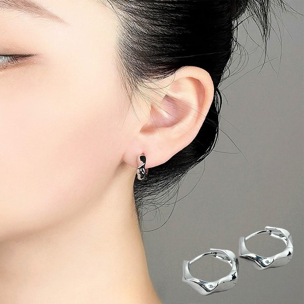 【LEESA】純銀耳環\S925\不規則耳環\百搭\素面耳環\高級\氣質\百搭\耳扣\耳飾\抗敏感\耳環\飾品\女生耳環\銀針