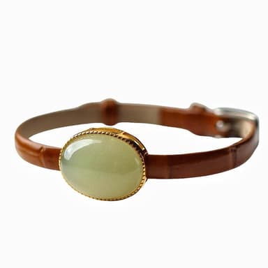 【LEESA】和田玉手鐲\護身符\招財納福\保平安\女生飾品\吊墜\吊飾\手環\手鐲\925\純銀\鍍金\和田玉\蛋面\生日禮物