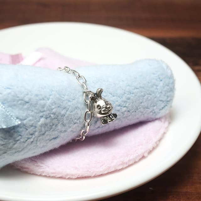 【ART64】純銀兒童手鍊/寶寶手鍊 彌月禮/生日禮物推薦 鴻兔大展 兔寶寶造型 寬版