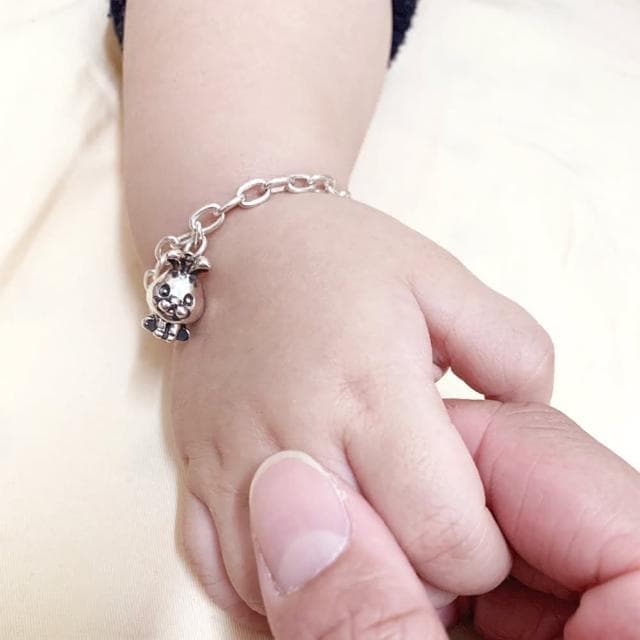 【ART64】純銀兒童手鍊/寶寶手鍊 彌月禮/生日禮物推薦 鴻兔大展 兔寶寶造型 寬版