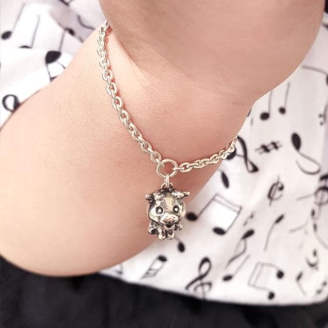 【ART64】純銀兒童手鍊/寶寶手鍊 彌月禮/生日禮物推薦 鴻運當牛 牛寶寶造型 細版