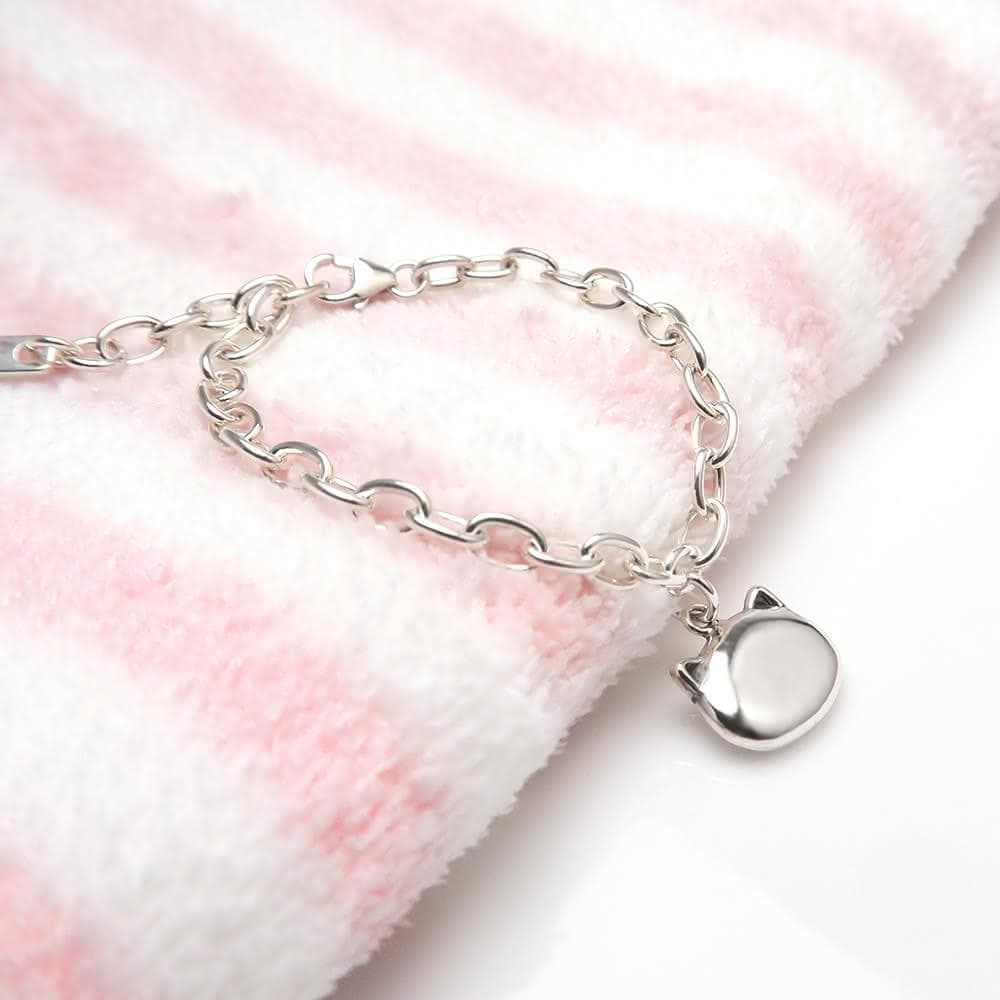 【ART64】純銀兒童手鍊/寶寶手鍊 生日/滿月/彌月禮物推薦 淘氣小貓造型 寬版