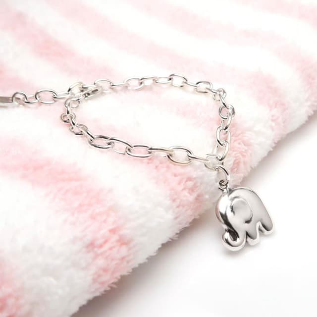 【ART64】純銀兒童手鍊/寶寶手鍊 生日/滿月/彌月禮物推薦 小象寶寶造型 寬版