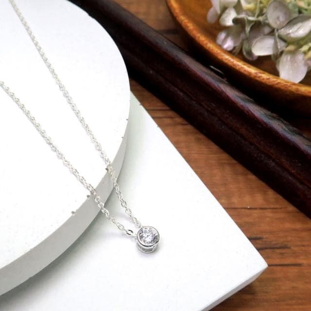 【ART64】銀河星芒 圓形小鑽 純銀項鍊(925純銀 女生項鍊 女生禮物 母親節禮物 16吋/18吋可選)