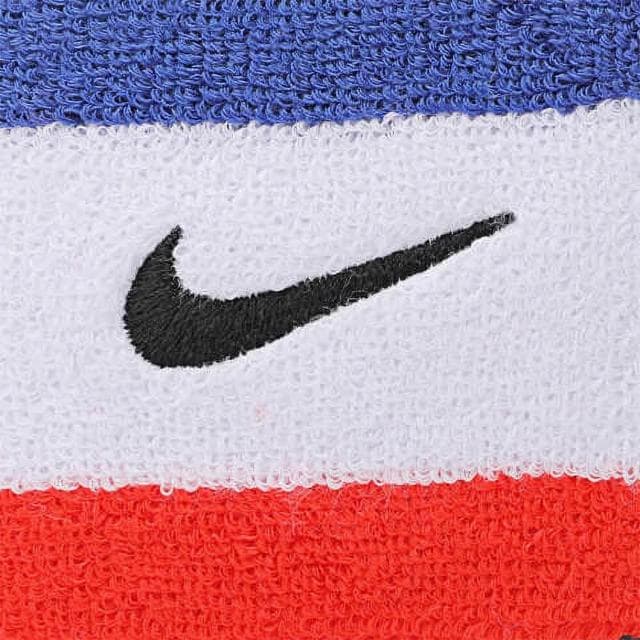 【NIKE 耐吉】SWOOSH 紅藍白色運動腕帶護腕 速乾吸濕排汗透氣材質 棒球健身單車適用 交換禮物(N0001565620OS)