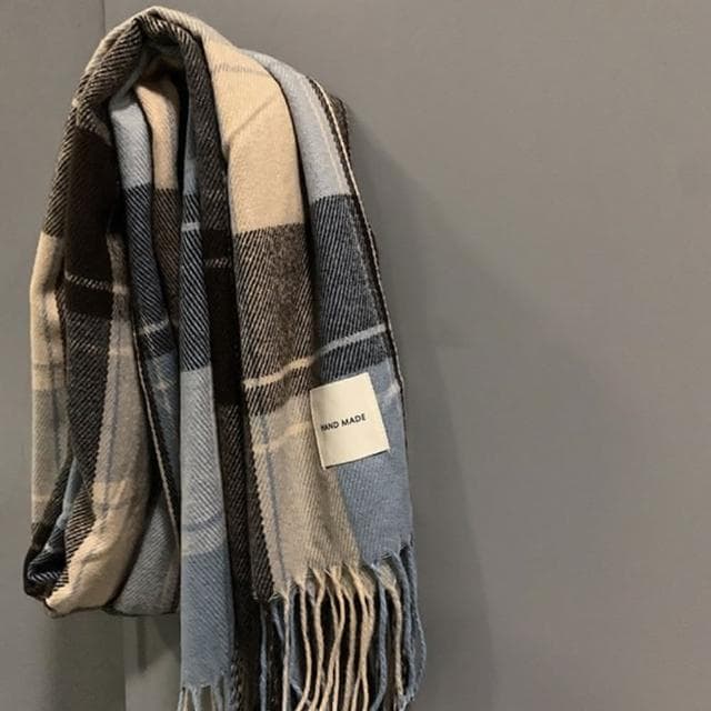 【D.studio】韓版百搭保暖男生女生百搭編織圍巾 絨毛圍巾 圍脖 圍巾 O126