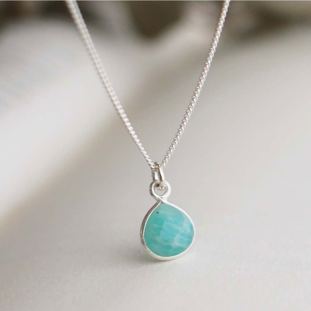 【BLUMA】純粹天河石原礦純銀項鍊 天然石水晶水滴墜子 生日情人節禮物 飾品禮盒 聖誕禮物