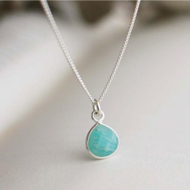 【BLUMA】純粹天河石原礦純銀項鍊 天然石水晶水滴墜子 生日情人節禮物 飾品禮盒 聖誕禮物