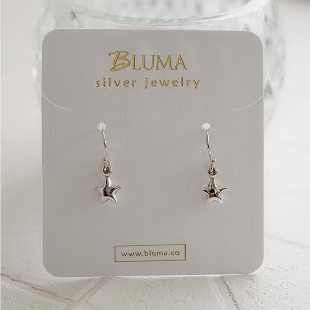 【BLUMA】星光純銀耳環(簡約百搭925純銀 垂墜立體星星 平價小資清新韓風 飾品禮盒 新年禮盒)