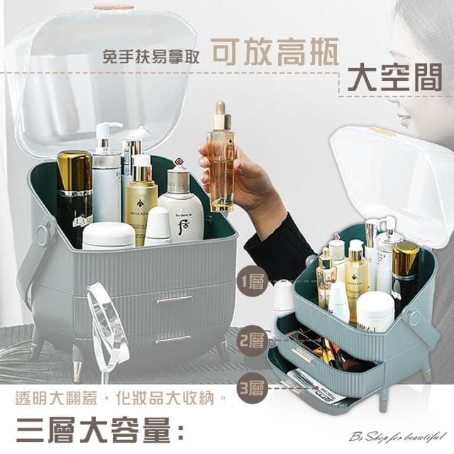 【毛皇上】手提大容量化妝箱化妝品收納箱/手提化妝箱/化妝置物架/保養品置物架/百寶箱/收納櫃