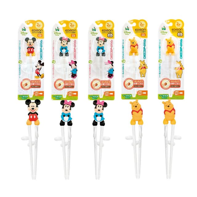 【EDISON 愛迪生】兒童3D學習筷-米奇/米妮/維尼 左右手學習餐具/兒童筷子(寶寶共和國)