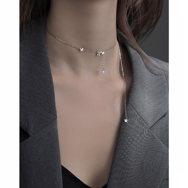 【MoonDy】項鍊 925 純銀項鍊 新娘飾品 女生項鍊 小香項鍊 寶石項鍊 精品 不過敏 日系項鍊  生日禮物