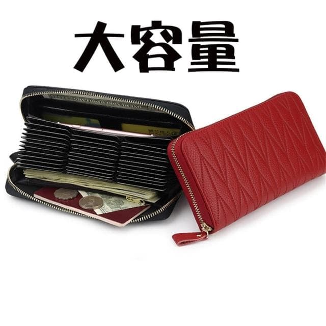 【MoonDy】長夾女生 女士長款錢包 rfid防盜刷 風琴卡包 頭層牛皮拉鍊包 拉鍊長夾 長夾女生大容