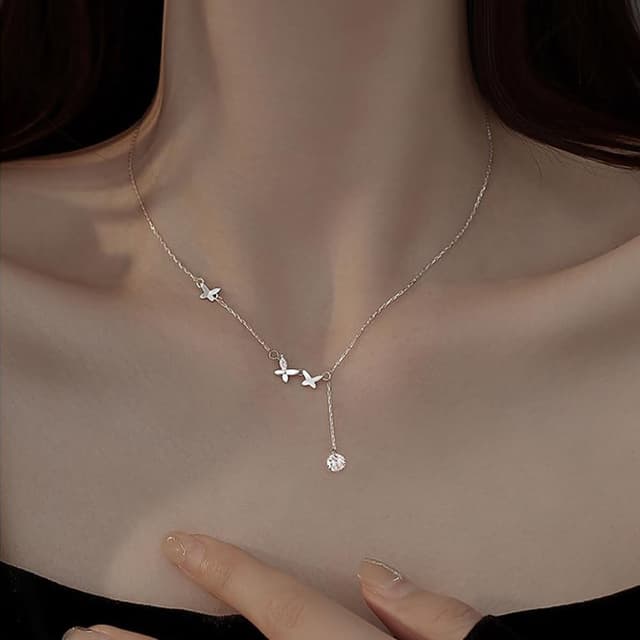 【KT DADA】項鍊 925 純銀項鍊 新娘飾品 女生項鍊 小香項鍊 寶石項鍊 精品 不過敏 日系項鍊  生日禮物
